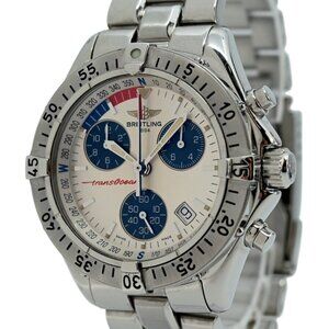 Breitling 41mm Men's Transocean Yacht Timer Chronograph Swiss SS Watch
